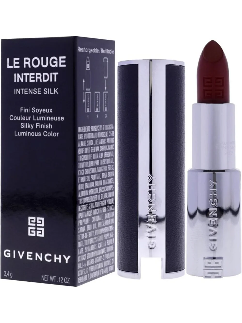 Intense Silk Lipstick N37 Rouge Graine - Long-lasting, Hydrating Formula, 0.11